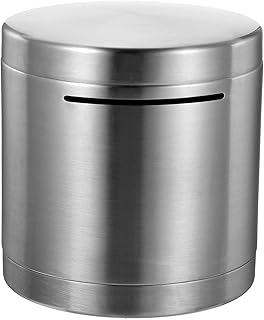 Homoyoyo Saving Pot Coin Storage Jar Tabletop Piggy Bank Big Piggy Bank Round Coin Saver Piggy Bank Toy Safe Piggy Bank Adulttoy Kids Bank Safe Child Decorate Desktop Stainless Steel
