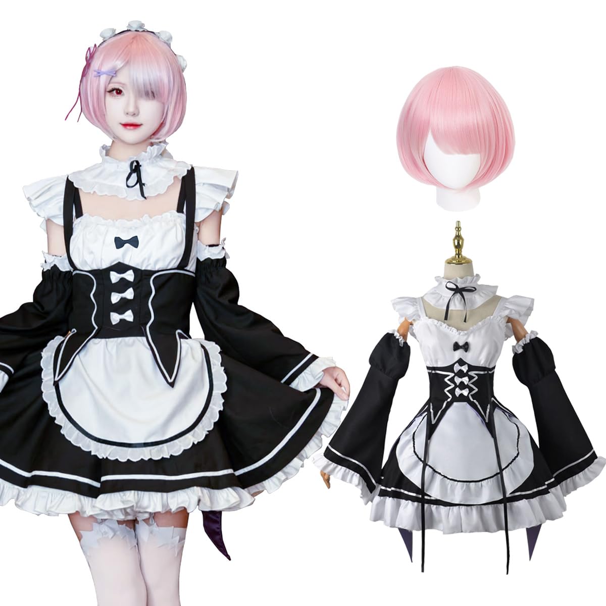 Amazon.co.jp: [NIUKACOS] レム ラム コスプレ ウィッグ付き Re:0から