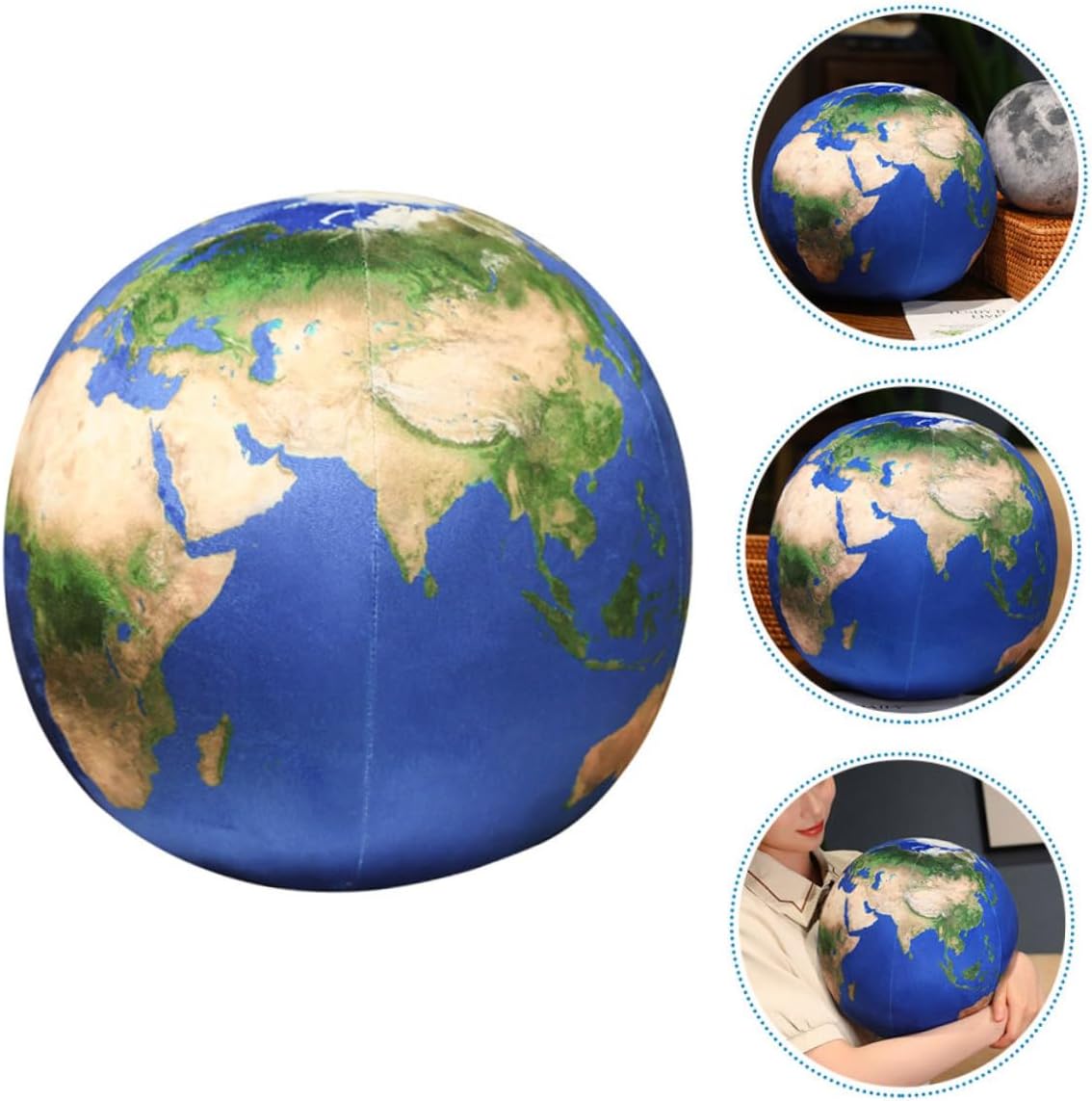 VICASKY Soft Plush Earth Planet Ball Pillow Cozy Decorative Throw Cushion for Home Sofa Bedroom Hotel Use Removable Cover Easy Maintenance