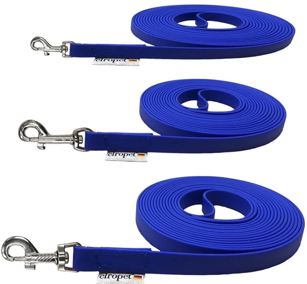 Schleppleine Biothane Hundeleine kleine Hunde/Hundeleine große Hunde Übungsleine Hundezubehör Blau (10m MIT Handschlaufe, 16mm (große Hunde))