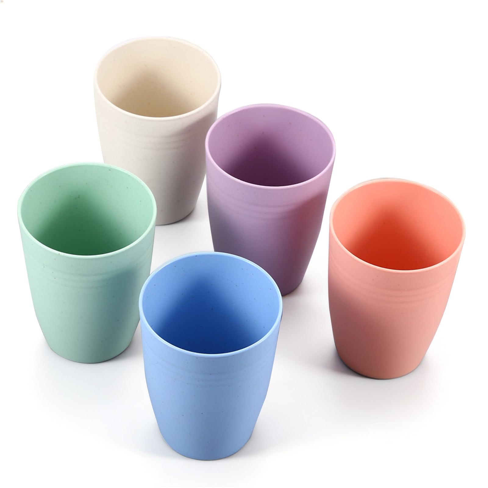 Sernvaloq 5Pcs Reusable Plastic Cups, 350ml Durable Plastic Drinking Cups for Travel Camping, 5 Colors Drinking Tumblers for Coffee Tea Water Beer Milk Juice