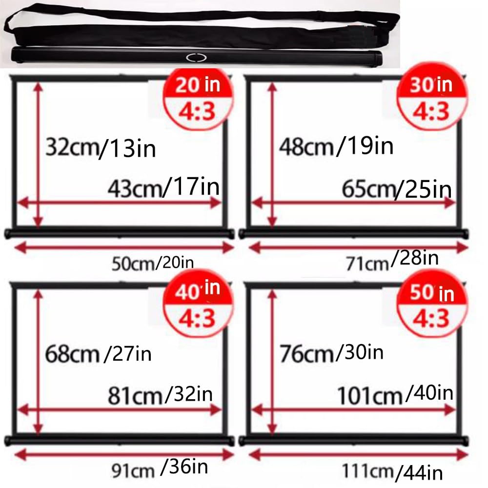 Regolabile Telo Proiettore Autoportante 20'' 30'' 40'' 50''