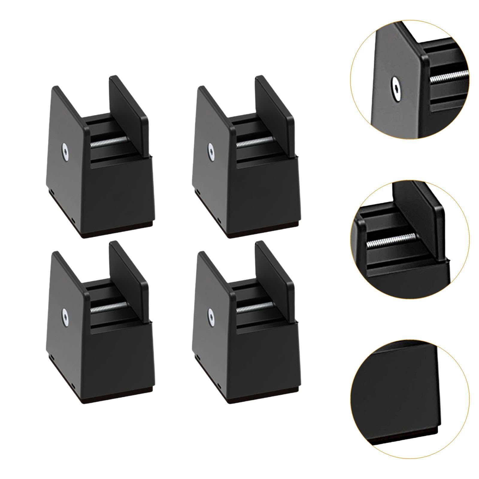 4 Elevadores de Cama, Extensores de Altura, Bloques Elevadores de Patas para Escritorio, Sofá, Cama Y Silla, Negro, Altura 5 Cm
