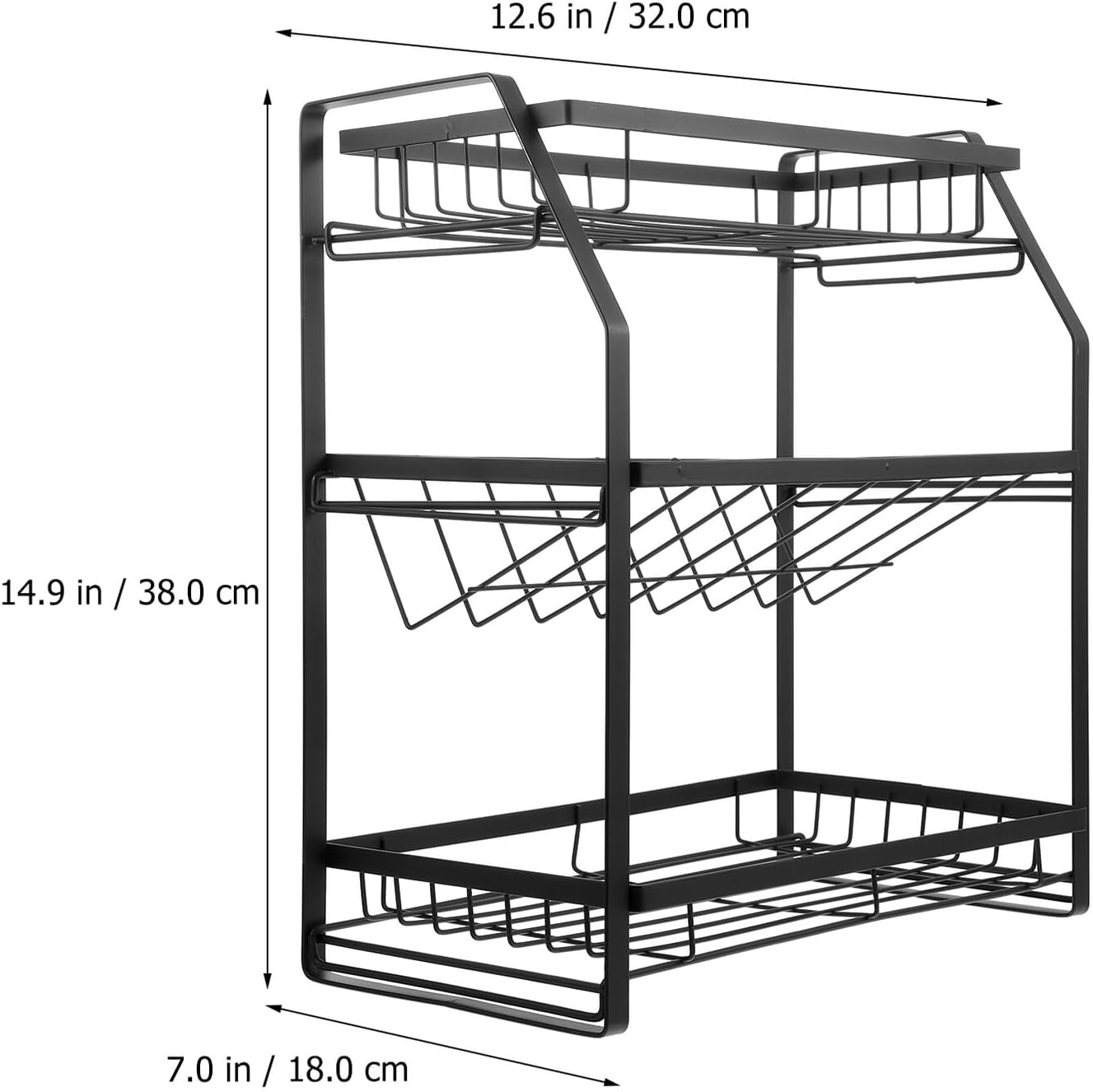 Multi-function 3-layer Spice Storage Shelf Kitchen Organizing Rack Black Stackable Seasoning Bottle Holder for Countertop
