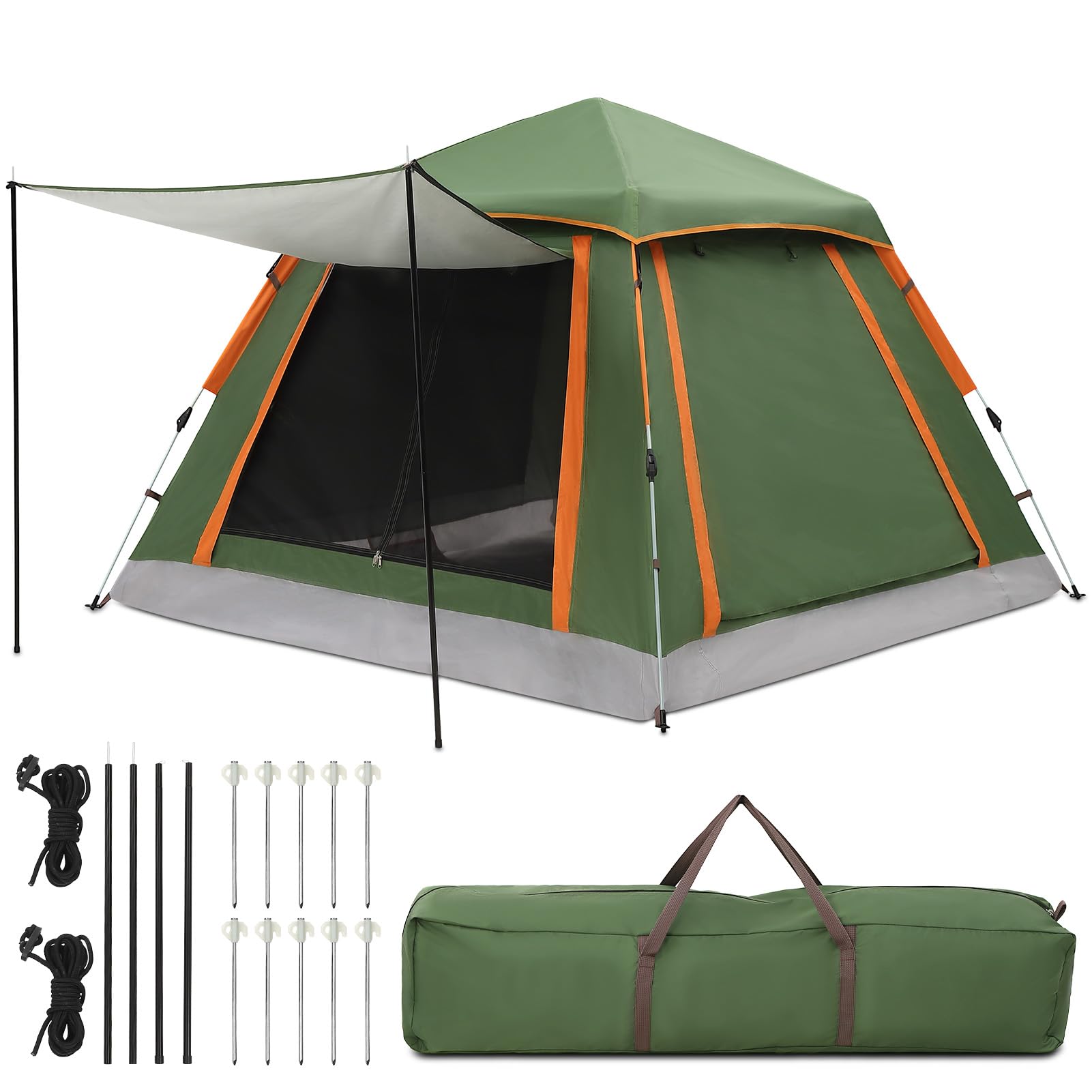 HAUSPROFI Camping Zelt 2-3 Personen Pop Up Zelt Automatisches Wurfzelt, Wasserdicht Winddicht mit Vorzelt Fenster, Doppelschicht Kuppelzelt 4 Jahreszeiten, Moskitoschutz für Familien Camping Festival