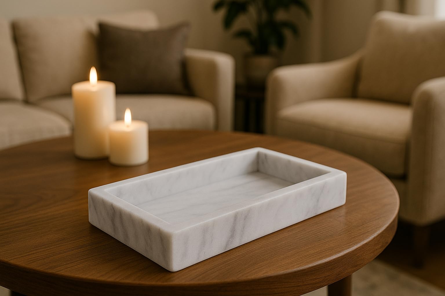 L'AVANT Collective Vassoio In Marmo Di Lusso – 30,5x15,2 Cm, Con Dettagli In Ottone, Piedini Rialzati, Per Bagno, Cucina, Tavolino, Organizer - 2