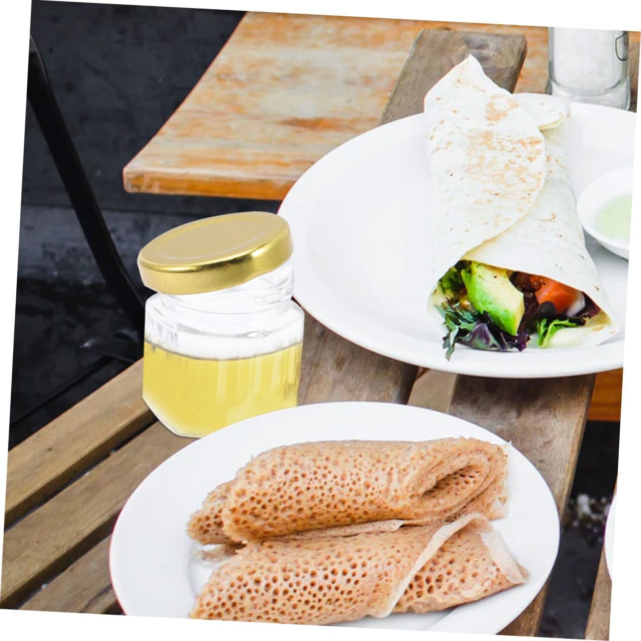 Zerodeko 24pcs Hexagon Glass Honey Jars Lids Design Food Storage Containers for Honey Jam and Spices Reusable Easy to Clean Multi-use Kitchen Organizers