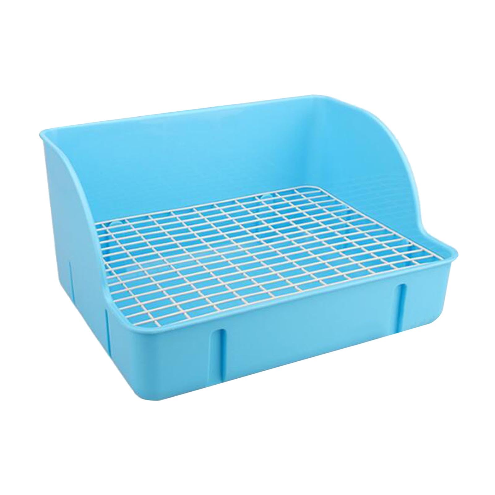 Kaninchen Toilettenschale Ecktoilette Aus PP mit Gittereinsatz Abnehmbar Auslaufsicher Leicht Sauber zu Halten für Kleintiere Und Heimgebrauch, Blau
