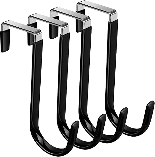 DINGEE Ganchos para colgar sobre la puerta, 4 paquetes de vinilo recubierto sobre la puerta para colgar ganchos en Z resistentes para evitar