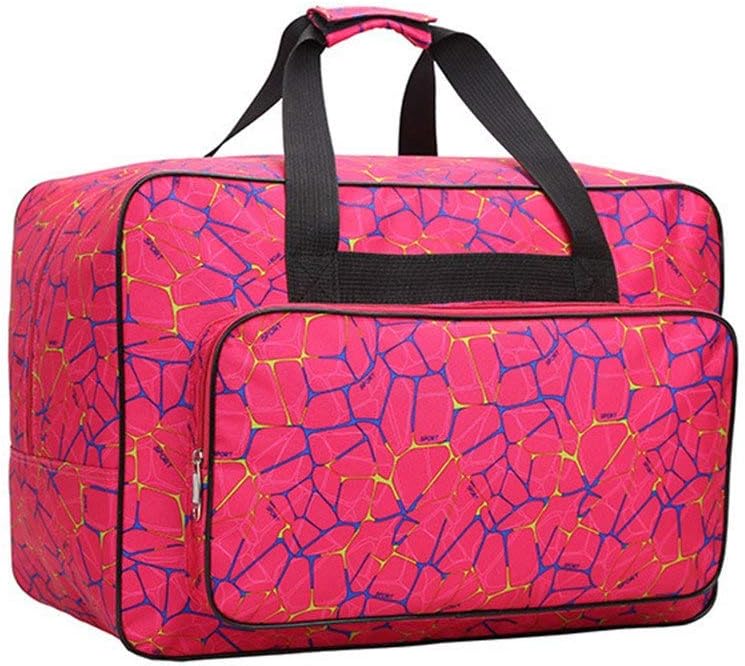 Sewing Machine Tote Bag, Foldable Sewing Machine Carry Case, Padded Storage Cover Carrying Case with Pockets and Handles (Rose Red)