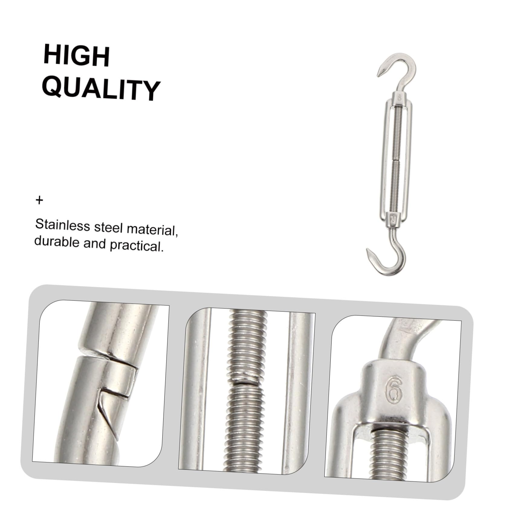 GALPADA Kit de Fixation Voile Ombrage en Acier Inoxydable Argenté, Accessoires Pratiques pour Auvent, pour Camping Protection Le Vent