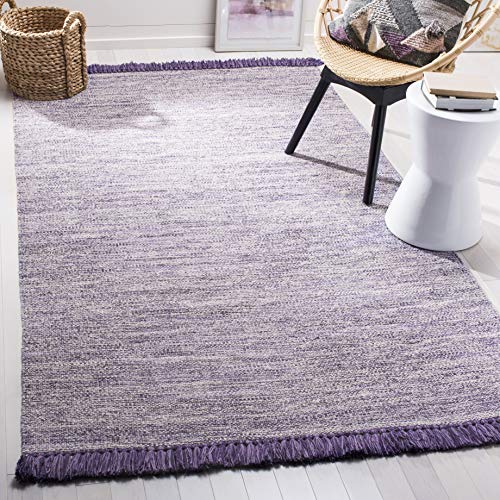 SAFAVIEH Montauk Collection Area Rug - 5' x 8', Purple, Handmade Tassel Cotton, Ideal for High Traffic Areas in Living Room, Bedroom (MTK610S)