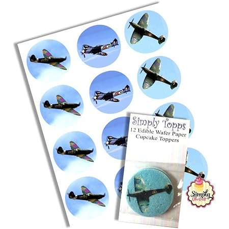 Decorations A Gateau Et Accessoires 14 Food Cupcake Picks Decorations Fete Spitfire Avion Militaire Armee Ve Day Maison