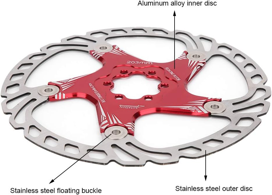 Niiyen 203mm Bike Disc Brake Rotor Brake Pad Disk Metal Mountain Bike Brake Disc Rotors Cycling Accessory with 5 Stud for BMX Bike (Red)