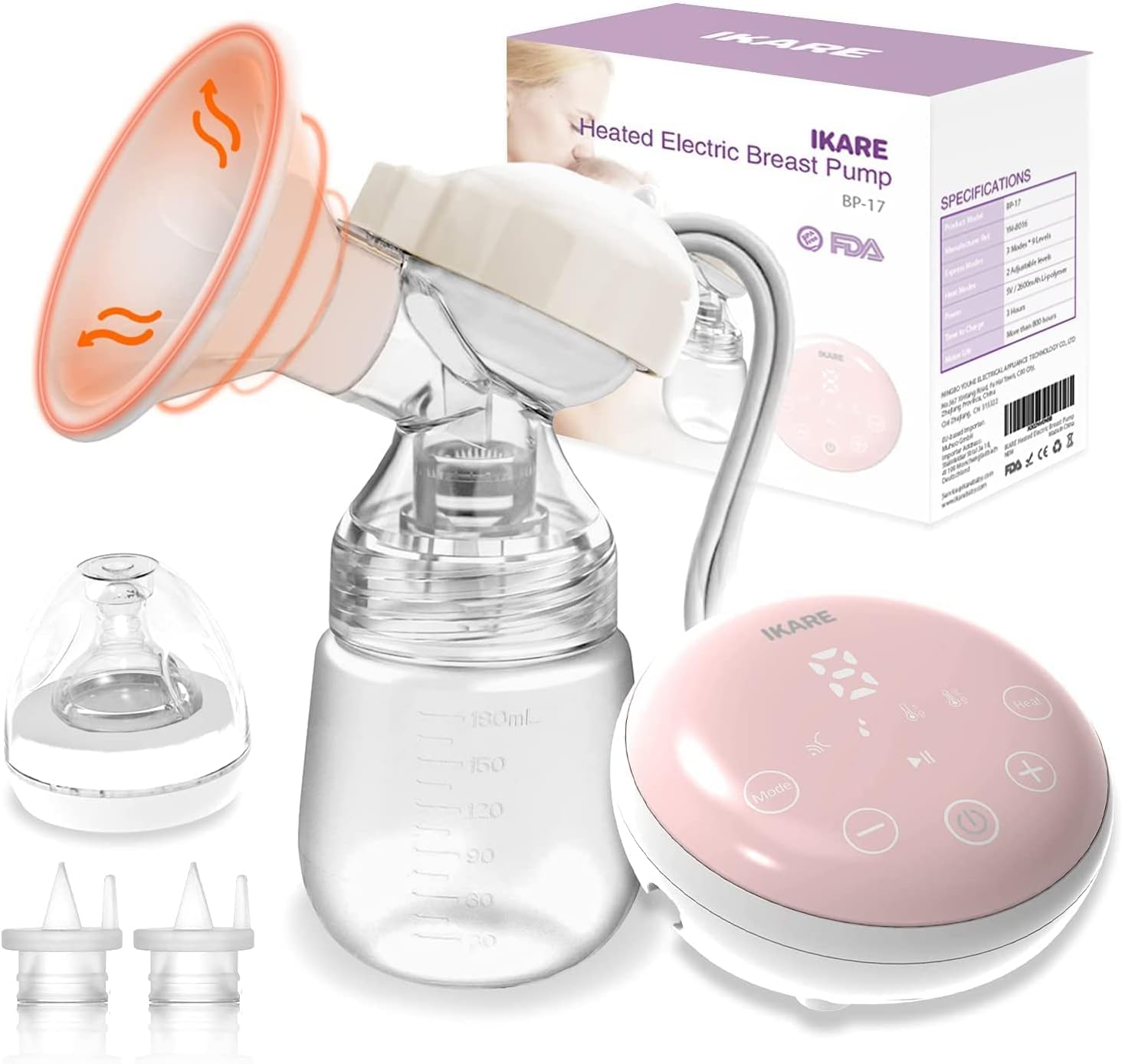 IKARE Heated Electric Breast Pumps Hot Compress Milk Pump