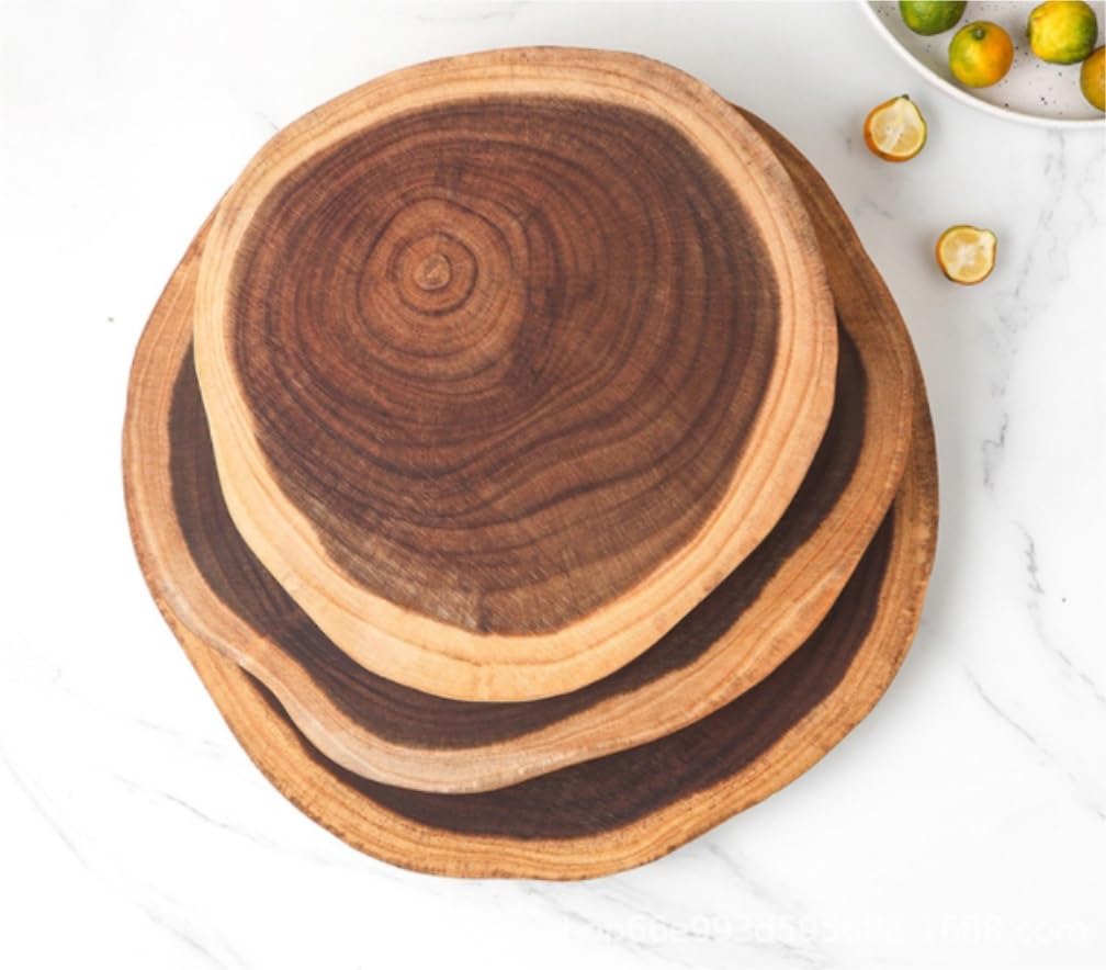 Tabla de Corte Profesional Tabla De Cortar De Madera con Mango, Tabla De Cortar De Forma Irregular De Madera Decorativa Resistente y Antideslizante(32-36cm)