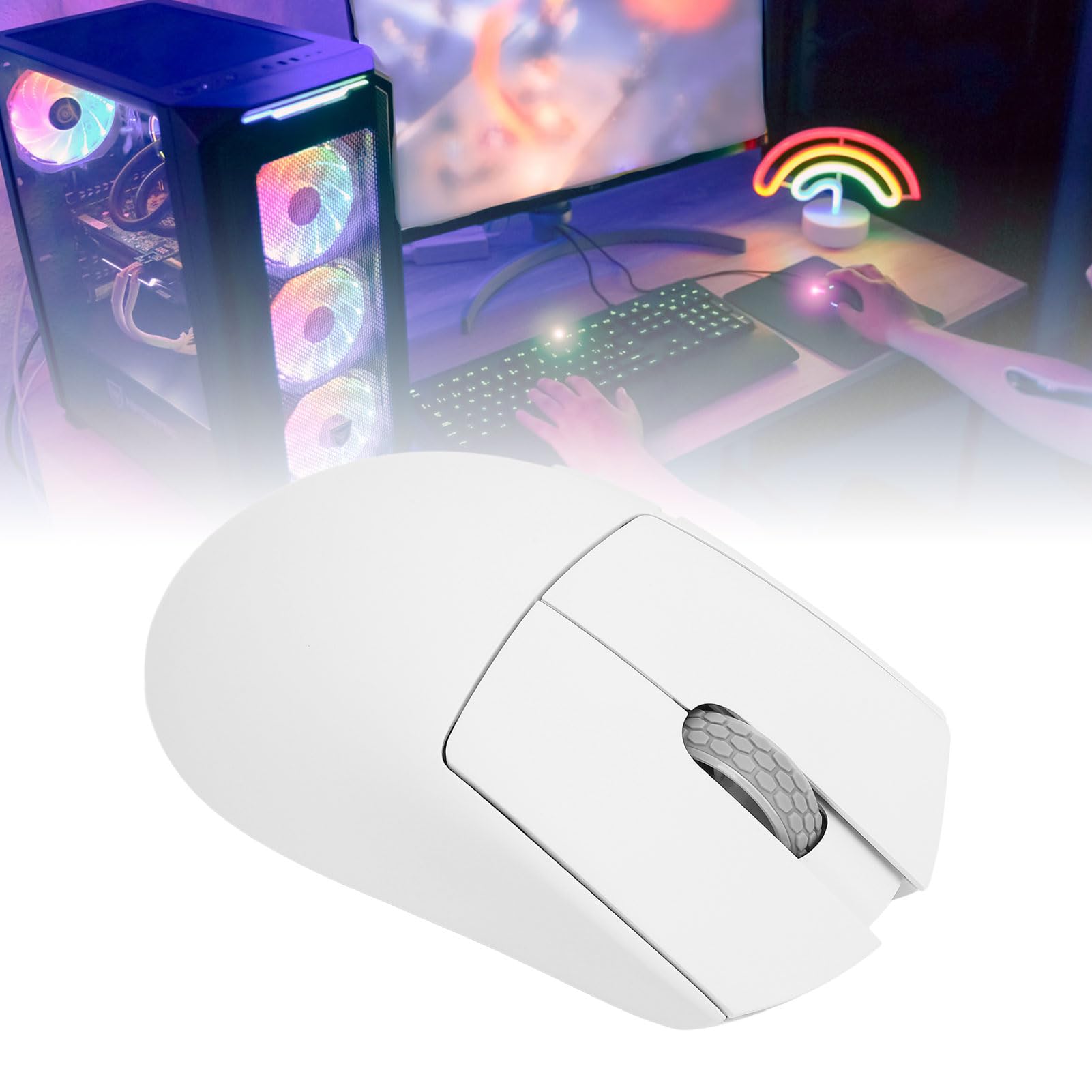 Mysy Triple Tryb Lekki Czujnik Bezprzewodowy Mysz Mysz Trzy Tryby Wiele Trybów Myszy do Gier (WHITE)