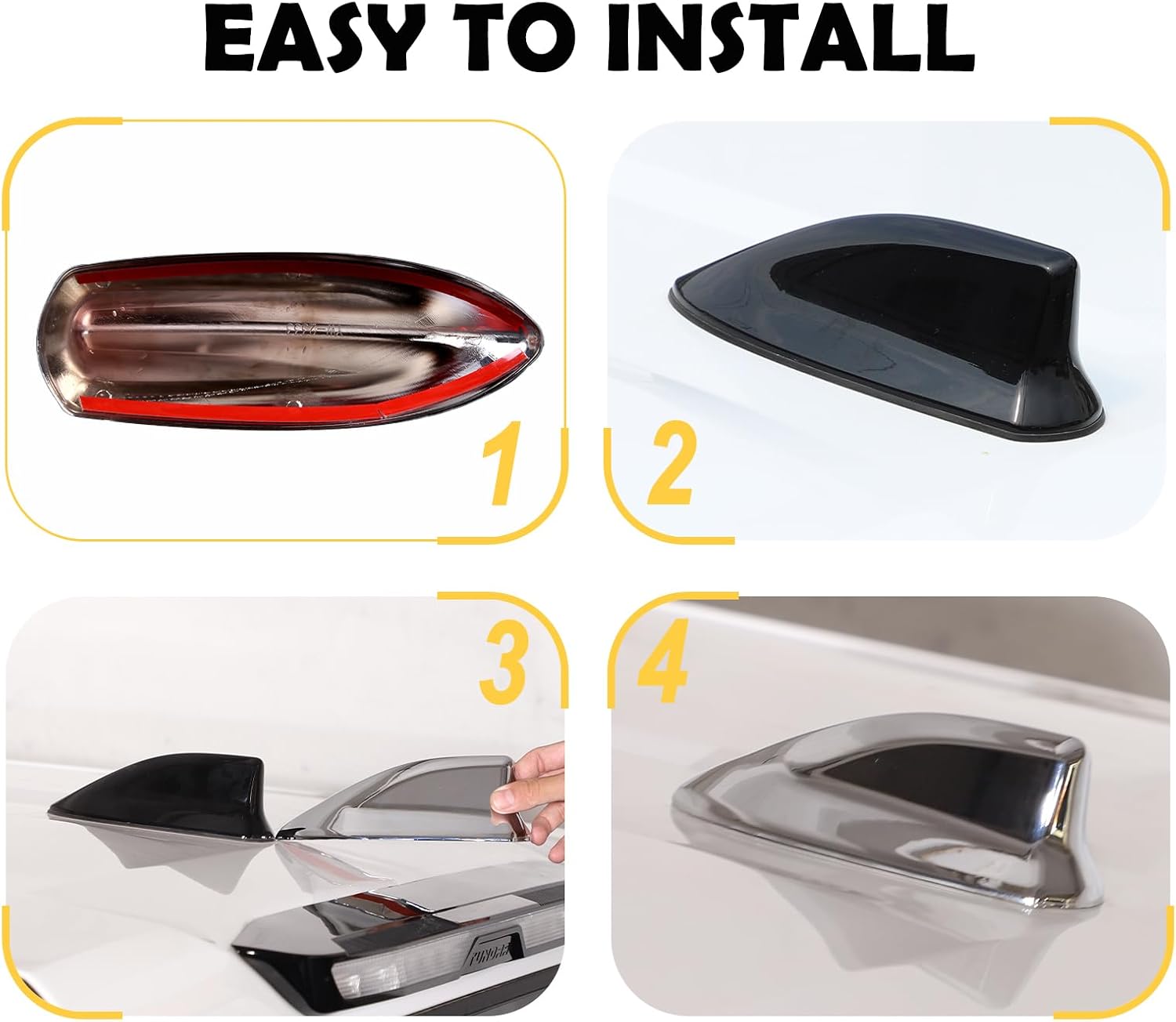 Car Shark Fin Antenna Cover Compatible with Toyota Tundra 2022-2023, Radio Signal Base Sticker, ABS Shark Fin Antenna Cover Trim, Car Radio Signal Base Trim (Bright - Silver)