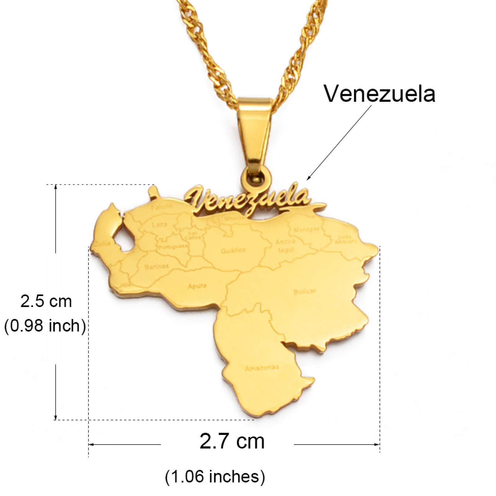 Collana Mappa Venezuela Unisex Con Ciondolo Paese - Catena Hip Hop Regalo Patriottico
