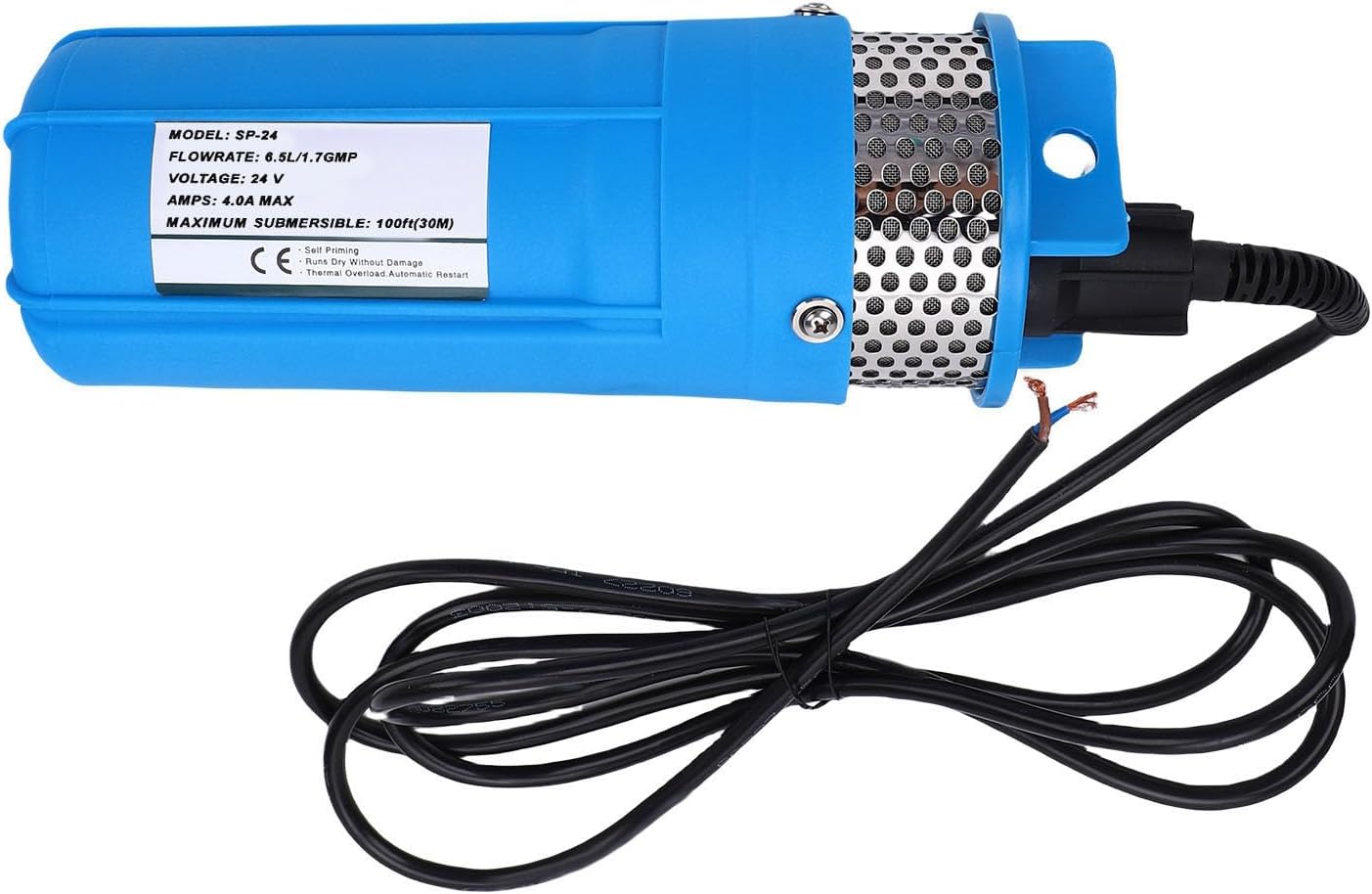 Fafeicy 96W Solar Submersible Deep Well Pump Solar Powered with 1.7GPM Flowrate 230ft Head 100ft Submersion for Irrigation Farming Filling (DC24V)