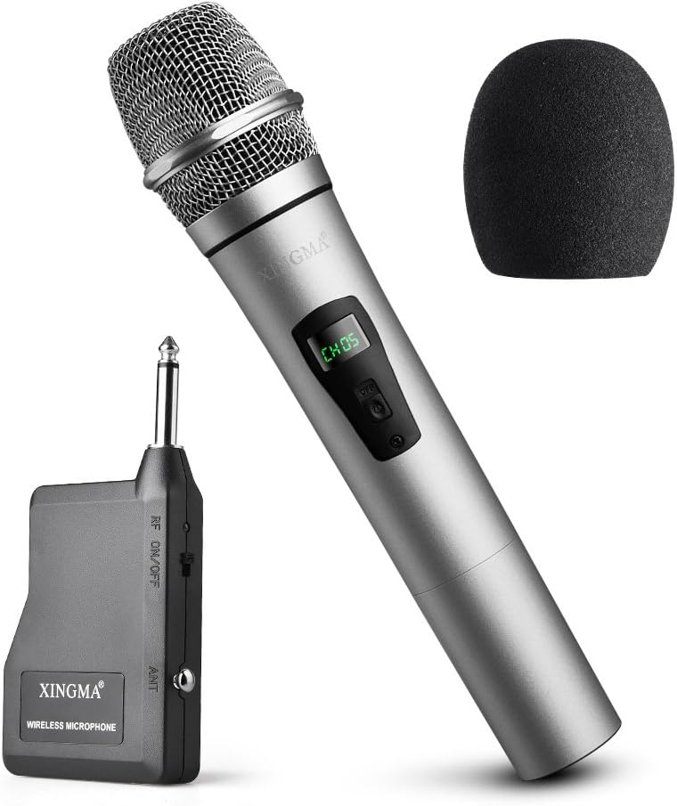 Wireless Handheld Microphone, Plug and Play Cordless Handheld Microphone with 1/4 Receiver, for Home Karaoke, Singing, Host Wedding, Church, Street Performance