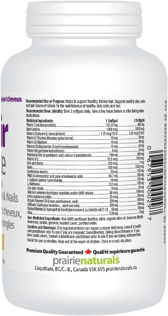 Prairie Naturals Hair Force Softgels, 180 Count