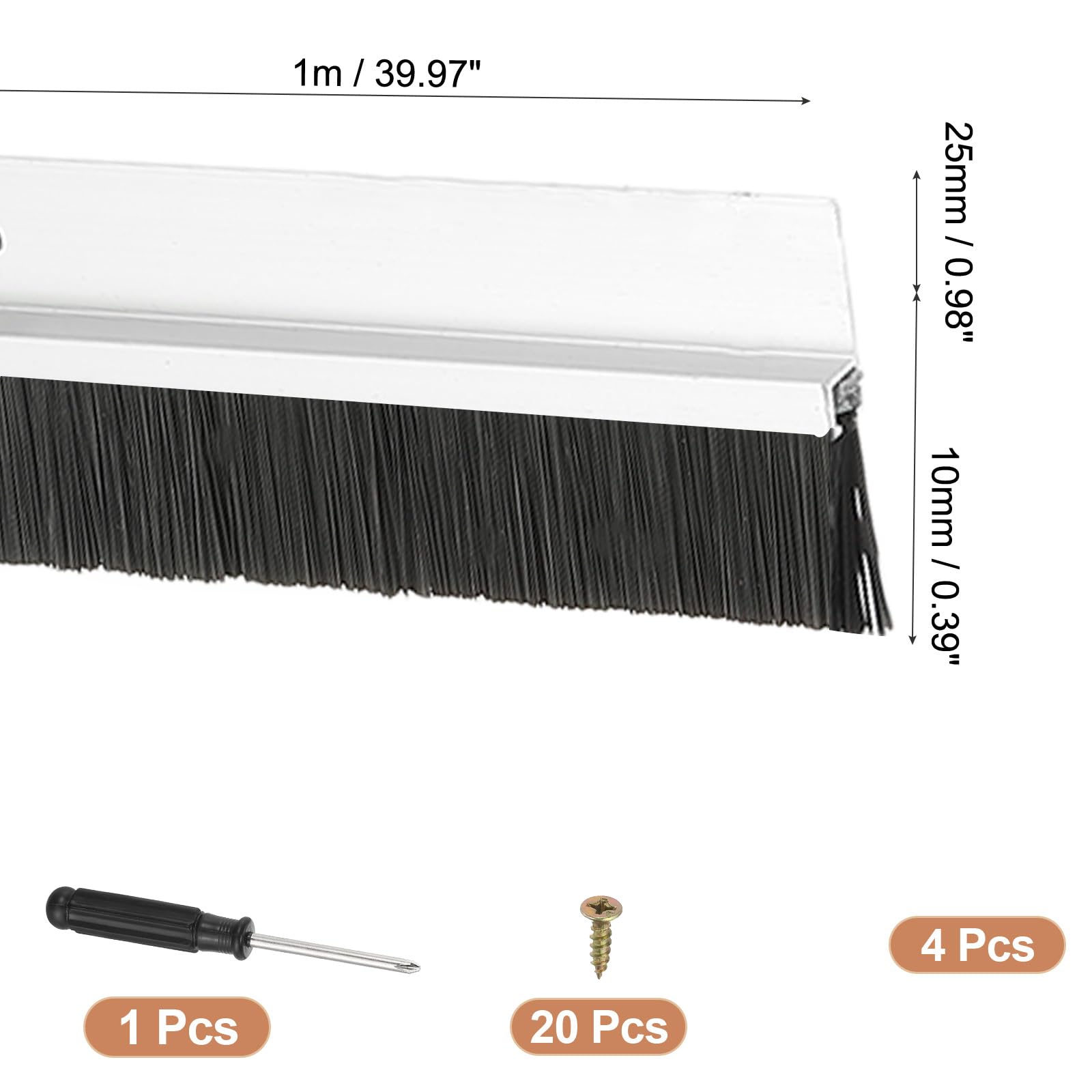 PATIKIL Door Brush Sweeps 0.39" Bristles x 39.37" Long - Image 2