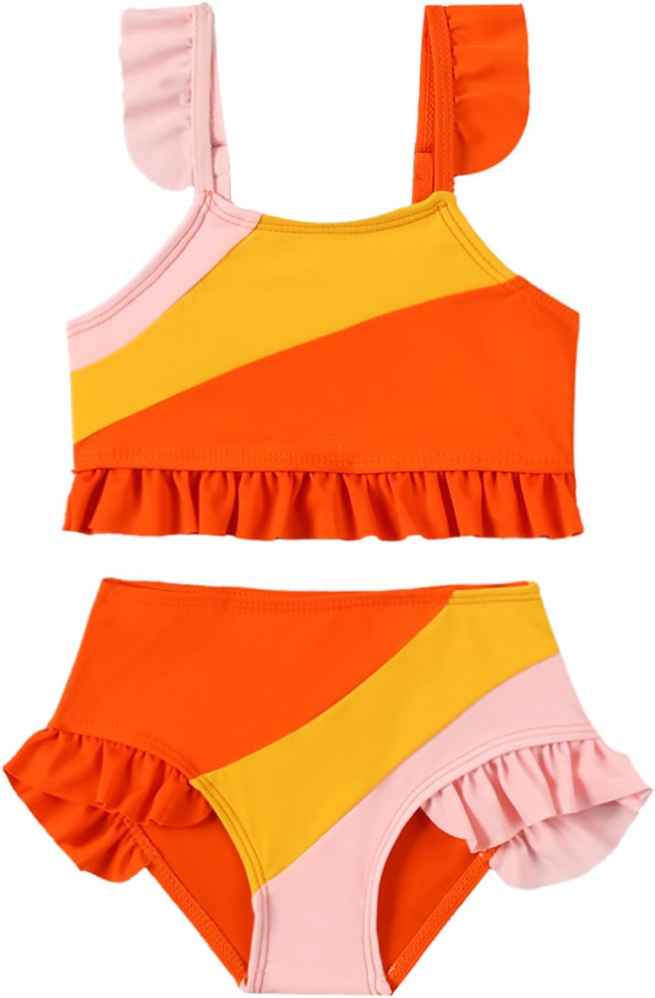 Toddler Girl Swimsuit Color Block Swimwear Girls Beach Bathing Suit Two Pieces Bikini Set Summer 1-6 Years