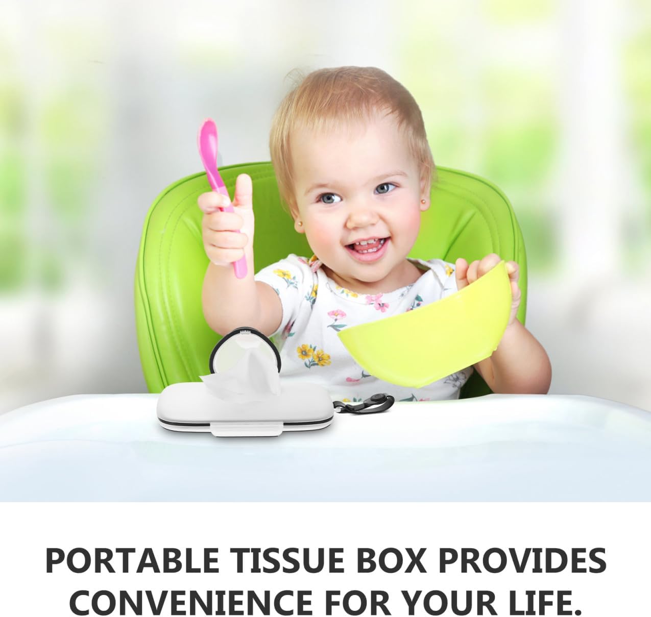 Portable Wipe Dispenser Refillable Wipe Holder with Lid Keeps Fresh Compact Storage Case for Travel Diaper Bag and Stroller Non-Slip Design White Black