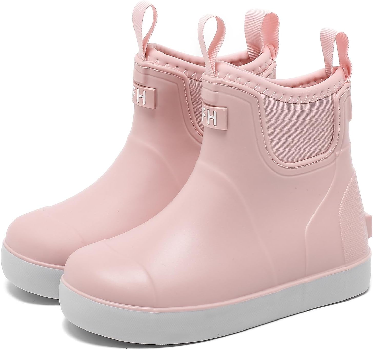 Kids Deck Boots, Waterproof Rain Boots for Boys and Girls, Lightweight Rubber Boots Easy-on Ankle Water Shoes Unisex-Child Mud Boots for Outdoor, Fishing, Rain Day