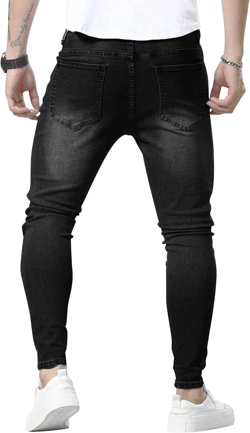 HUNGSON Skinny Jeans for Men Stretch Slim Fit Ripped Distressed - Image 3