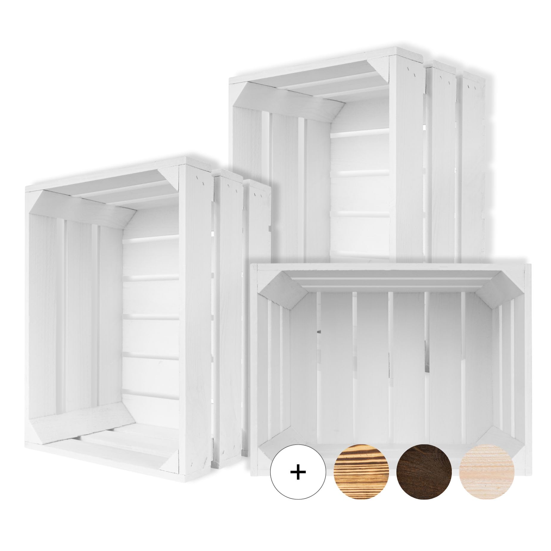 Creative DECO 3 x Cajas de Madera Natural Decorativa Blanca 40 x 30 x 23 cm | Cesta de Madera Ideal para Almacenaje Regalo Fruta Decoración Bricolaje Manualidades | Documentos Juguetes Herramientas