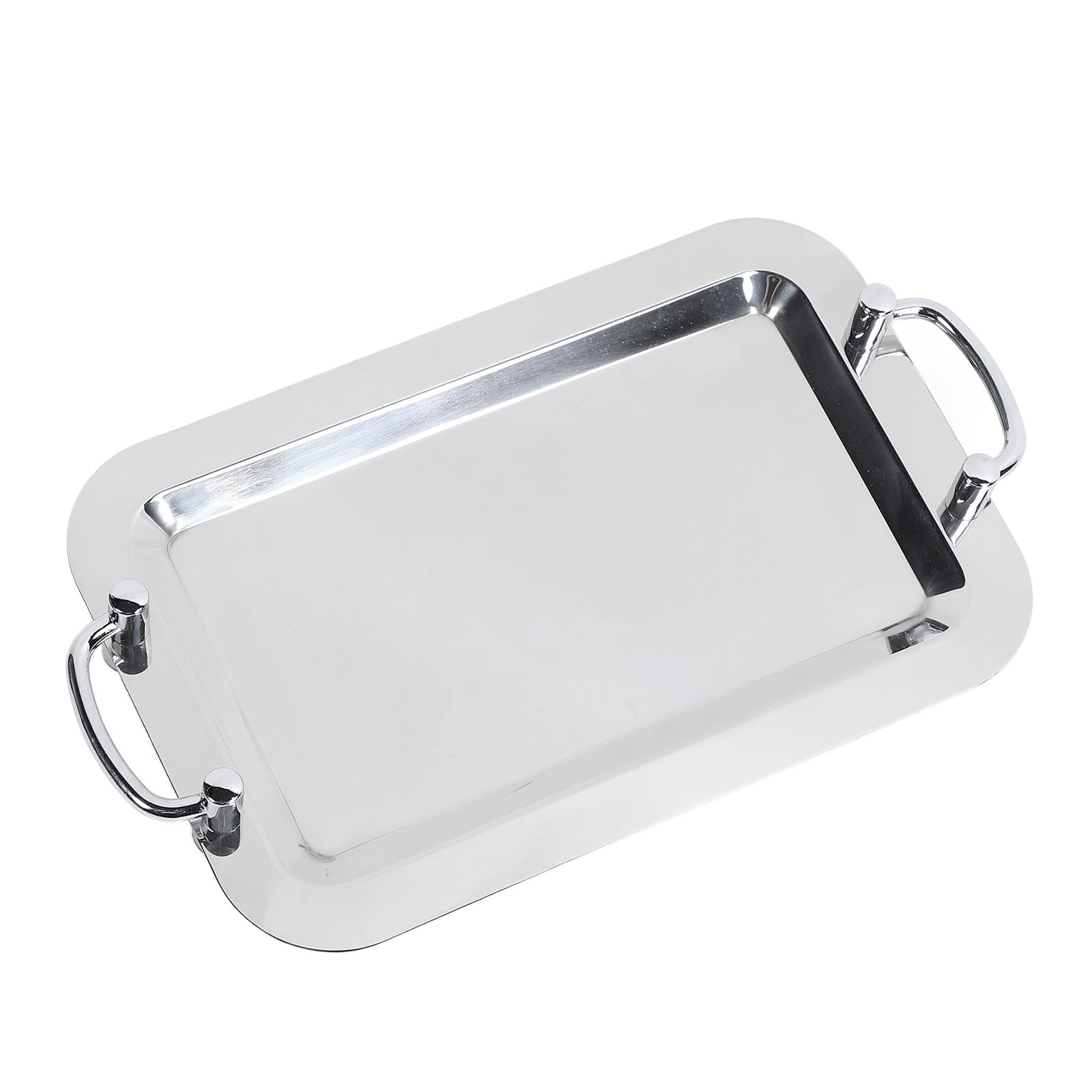 Platos de Buffet de Acero Inoxidable, Bandeja para Servir con Acabado de Espejo, Bandeja Organizadora con Asa, Ideal para Hoteles, Restaurantes y Recepciones de Bodas (Rectangular (Largo