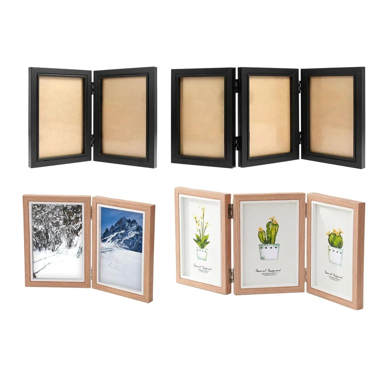 Marcos de Fotos Marco de fotos plegable de madera for collage familiar, ideal for entrada, pasillo, mesa, escritorio, decoración del hogar.(Style 4)