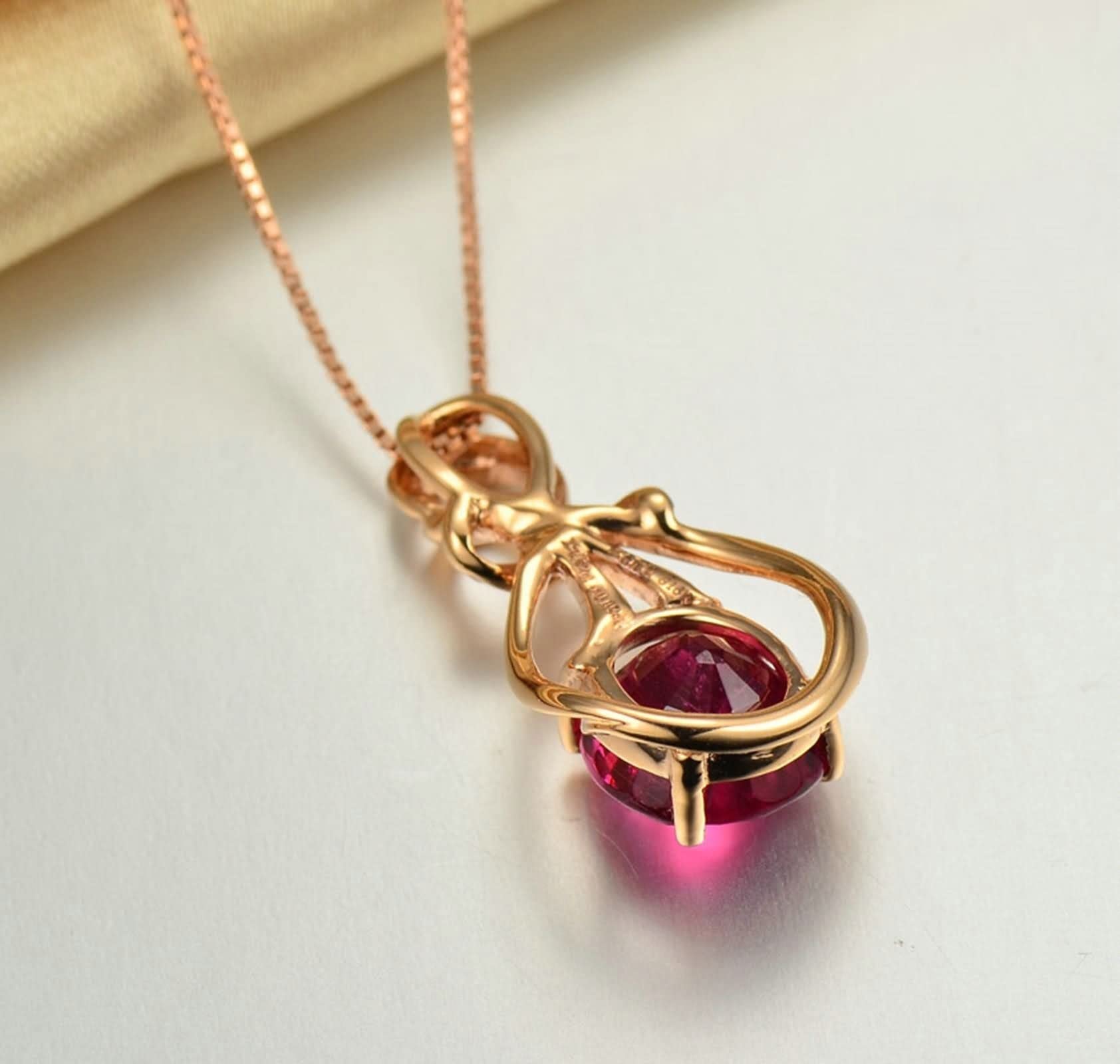 Collar de moda para mujer, collar con colgante de turmalina con rojo de 3,52 quilates frente a piedra preciosa de corte muy bueno de 18 quilates, lujoso collar de regalo para mujer, Turmalina Diamante