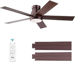 TCL 52" Bronze Flush Mount Ceiling Fan with Light & Remote
