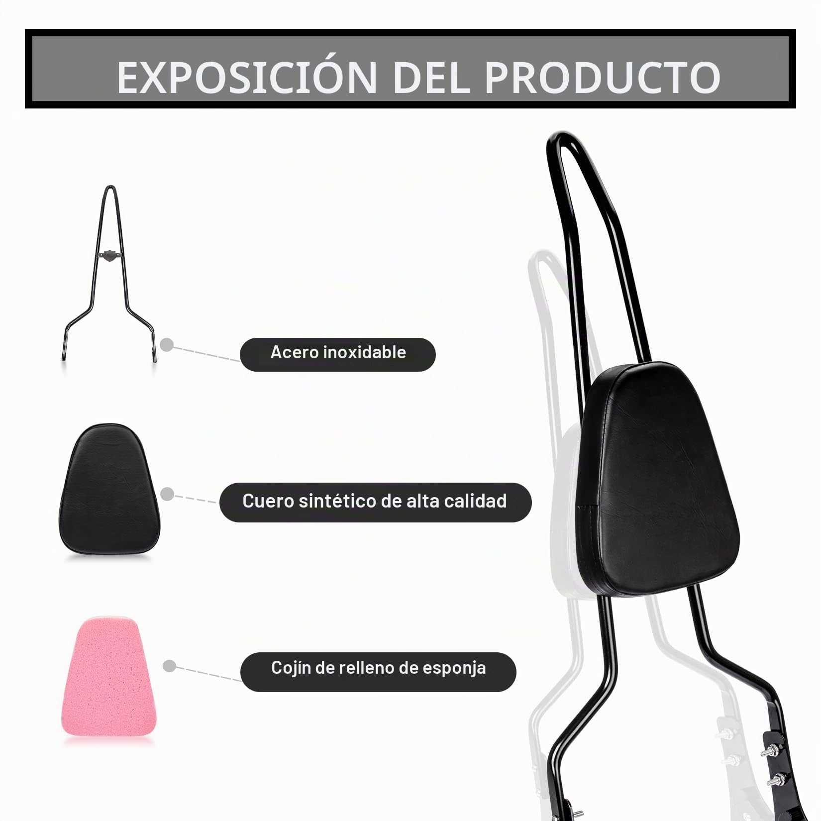 Respaldo para Motocicleta, PSLER Respaldo para Pasajero,Sissy Bar para Touring Road King Street Glide Electra Glide Ultra Limited 2009-2023