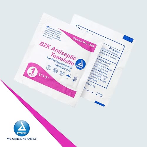 Miniatura 6 de Dynarex BZK - Toallas antisépticas, toallitas desinfectantes húmedas diseñadas para prevenir infecciones en heridas menores, 5 x 7, desechables y
