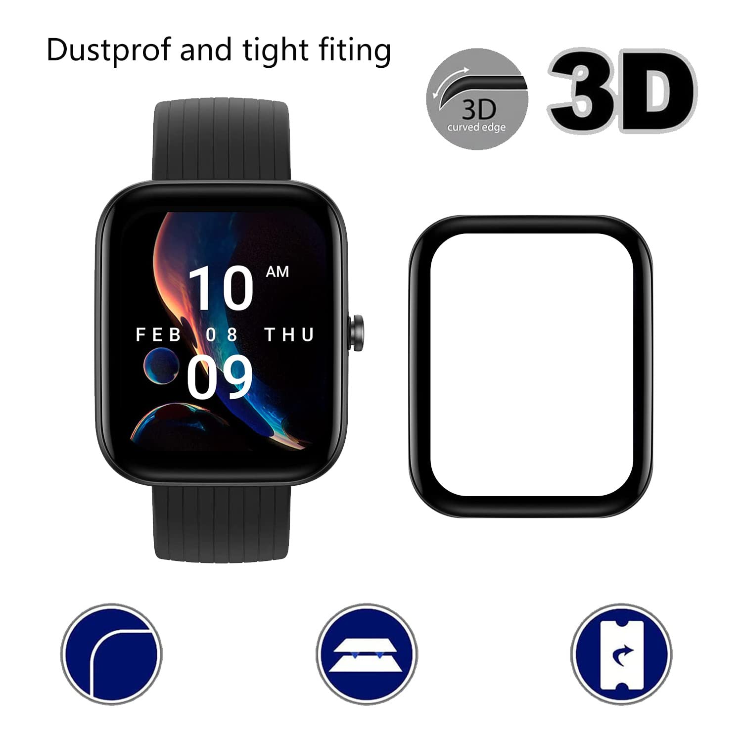 Ruentch Custodia Protettiva TPU Per Amazfit Bip U - Trasparente, Anti Graffio, Completa, Colori Vari - 3