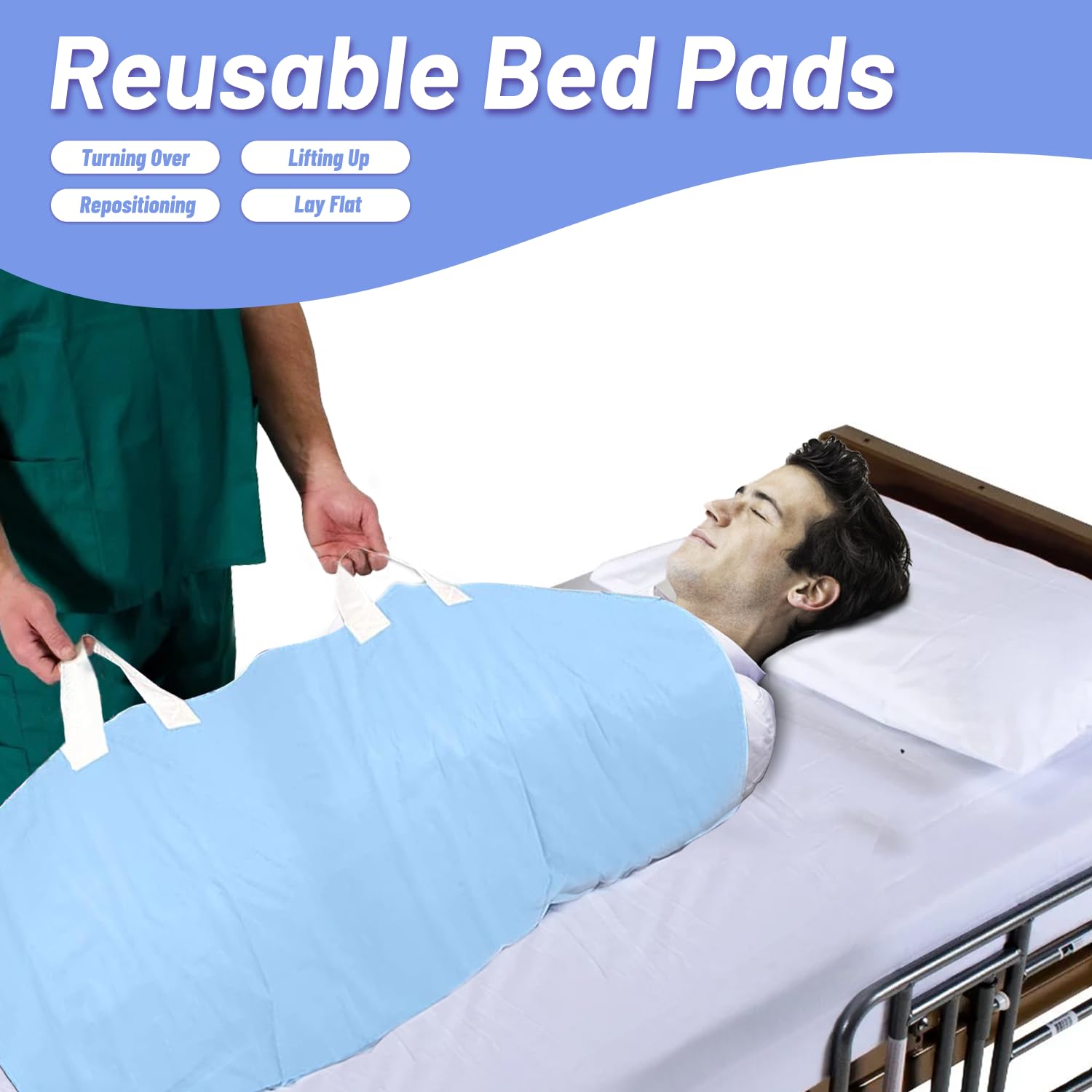 Almohadilla de cama lavable y reutilizable para incontinencia, almohadillas impermeables de 34 x 36 pulgadas (paquete de 2)