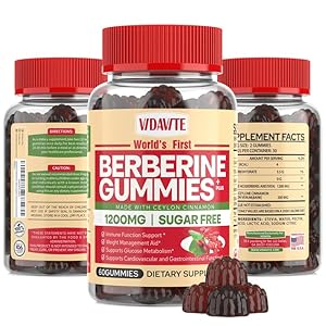 Berberine with Ceylon Cinnamon Gummies — Sugar-free, 98% Pure & 10x Absorption — 1200mg Organic Berberine Supplement for Weight Loss, Immunity, Cardiac, Metabolic & Digestive Health (30 Days)