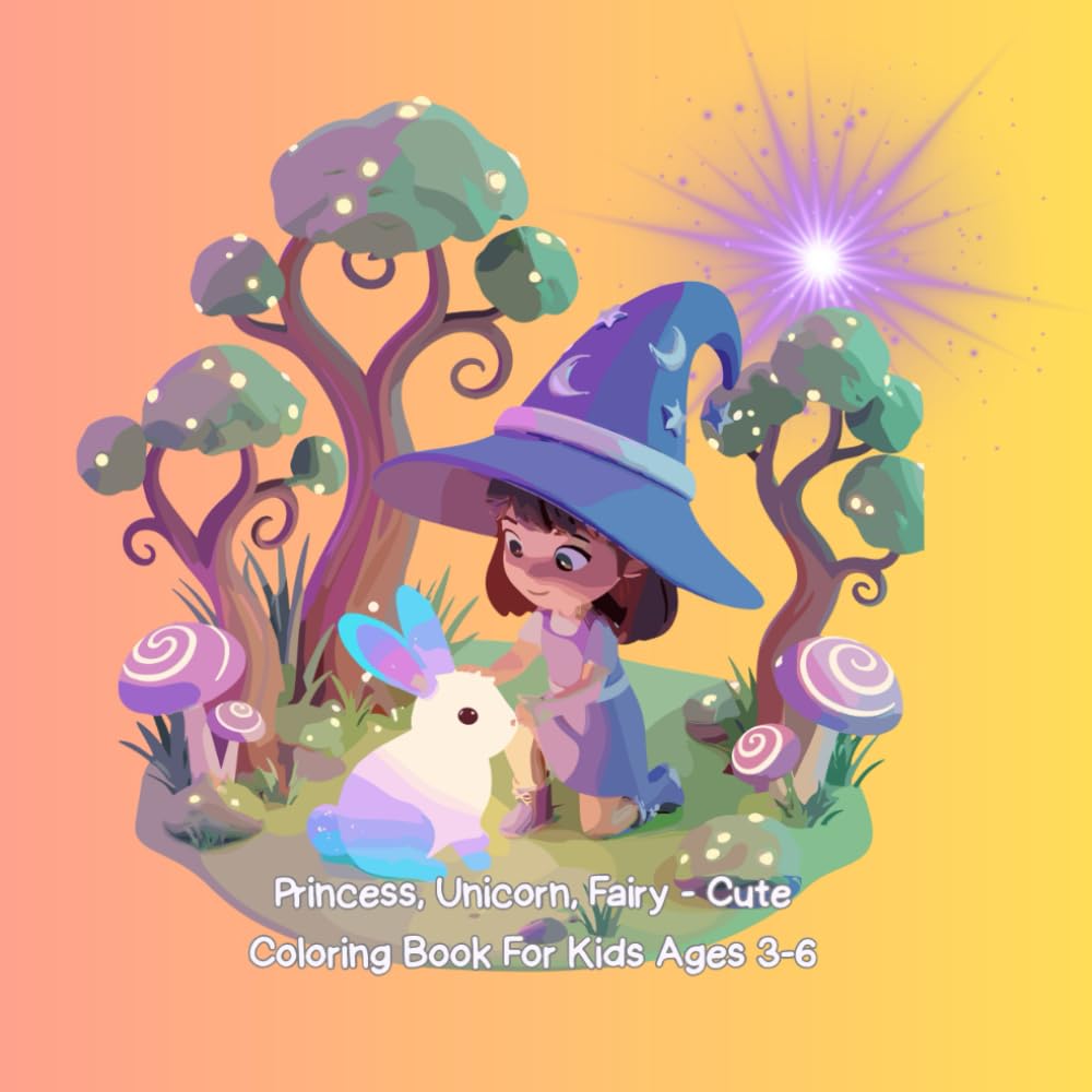 Princess, Unicorn, Fairy - Cute Coloring Book For Kids Ages 3-6: Magic World: Princess, Unicorn and Fairy