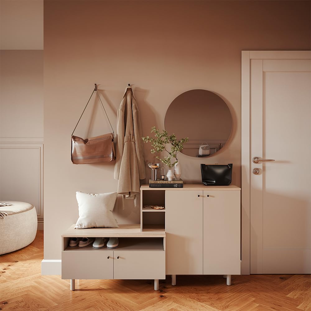 Vicco Flurschrank Elano, Greige/Eiche, 140 x 80 cm