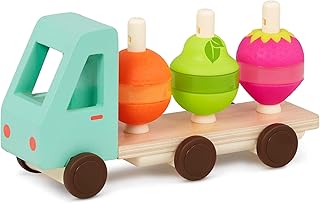 B. toys- Stack & Roll Fruit Truck- Sort & Stack Toy â€“ Wooden Truck & 9 Stackable Fruit Pieces â€“ Orange, Pear, Strawberry Slices â€“ Learning Toys for Toddlers, Kids â€“ 18 Months +
