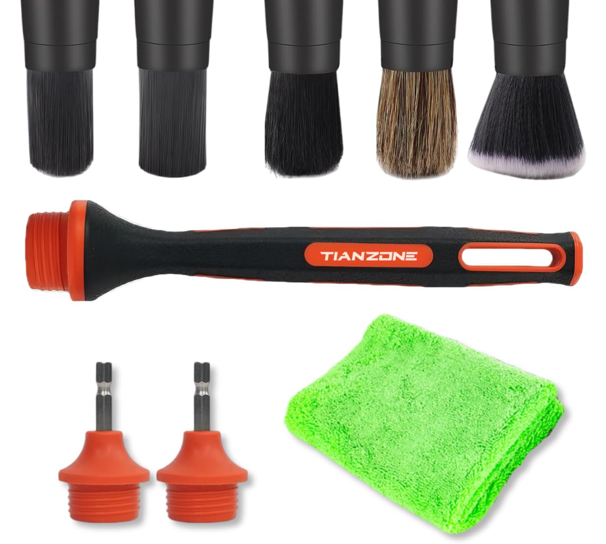 9Pcs Car Drill Brush Set 5Pcs Attachment Heads for Cleaning Air Vent Automotive Interior or Exterior Used on