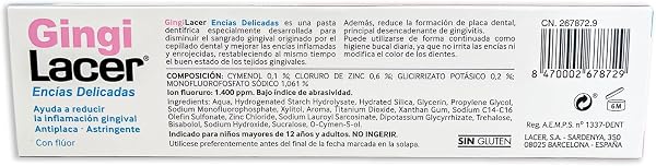 Lacer GINGI - Duplo 125 ml, Pasta de Dientes con Flúor, Reduce el Sangrado de Gingival, Protege las Encías, Reduce la Formación de Placa Dental, Tonificante - 4
