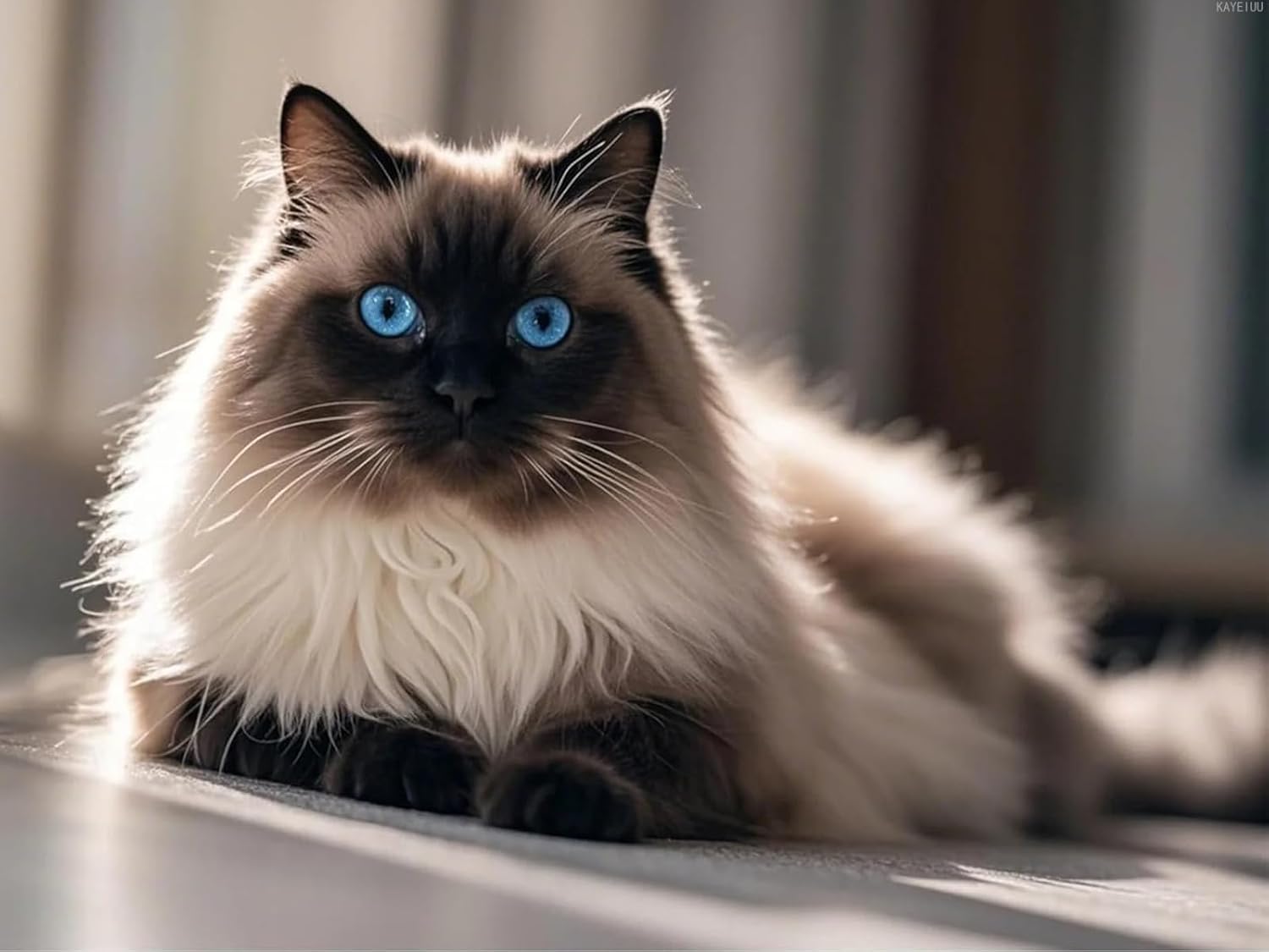 KAYEIUU Diamond Art Ragdoll Cat Kitten 5D Diamond Painting DIY Kits Full Round Drill Beads by Number Mosaic Embroidery Arts and Crafts for Living Room Home Wall Decor 12x16 inch/30x40cm