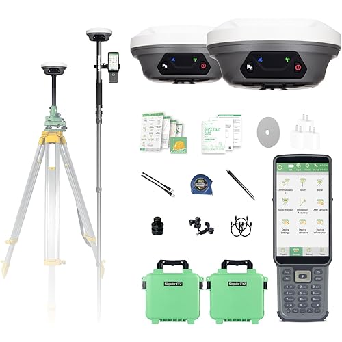 E1 Lite GNSS RTK Surveying Equipment, RTK GNSS GPS with IMU Rover & Base, GPS RTK Handheld Collector with Software, 1cm Accuracy, 1408 Channels, 60° Tilt Survey, 5km UHF Range