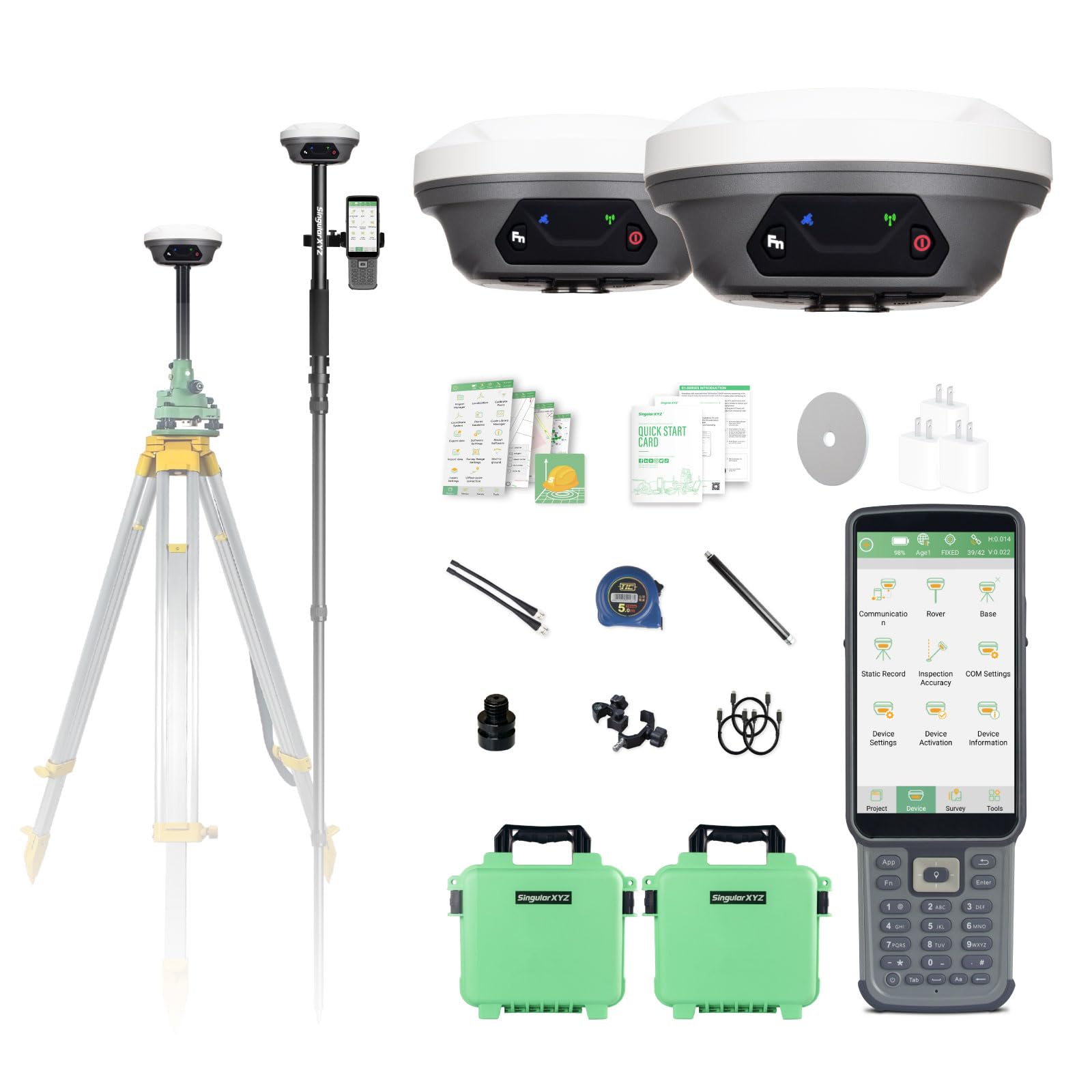 E1 Lite GNSS RTK Surveying Equipment, RTK GNSS GPS with IMU Rover & Base, GPS RTK Handheld Collector with Software, 1cm Accuracy, 1408 Channels, 60° Tilt Survey, 5km UHF Range