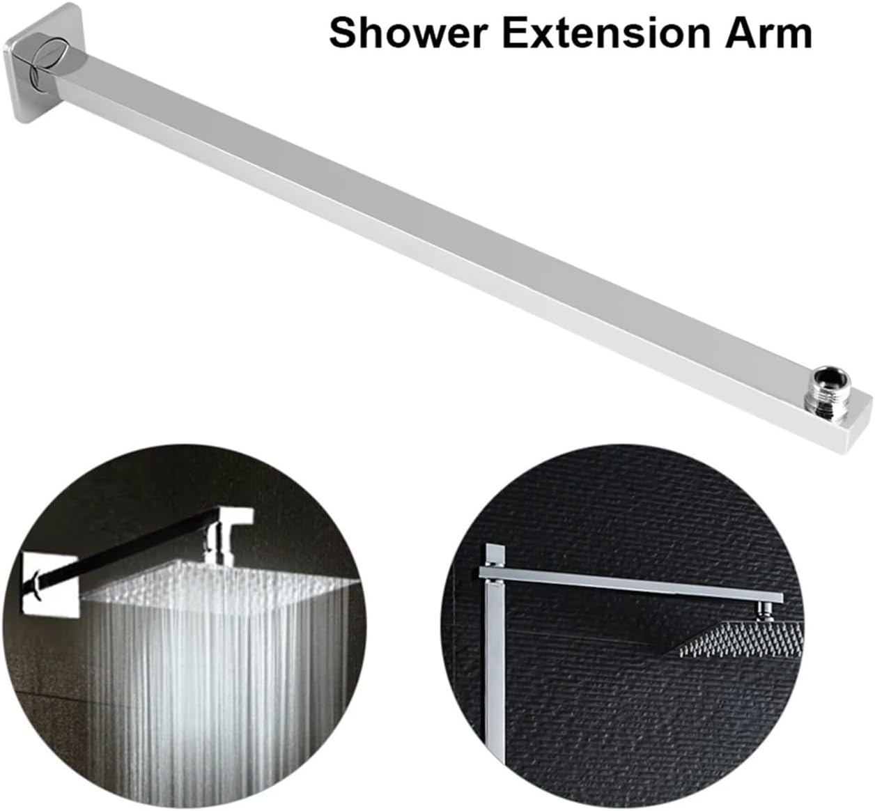 60cm Square Shower Head Extension Arm Wall Mounted Stainless Steel Rainfall Extend Pipe Tube Holder Bathroom Tools